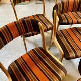 Suite of 6 self velvet striped chairs.