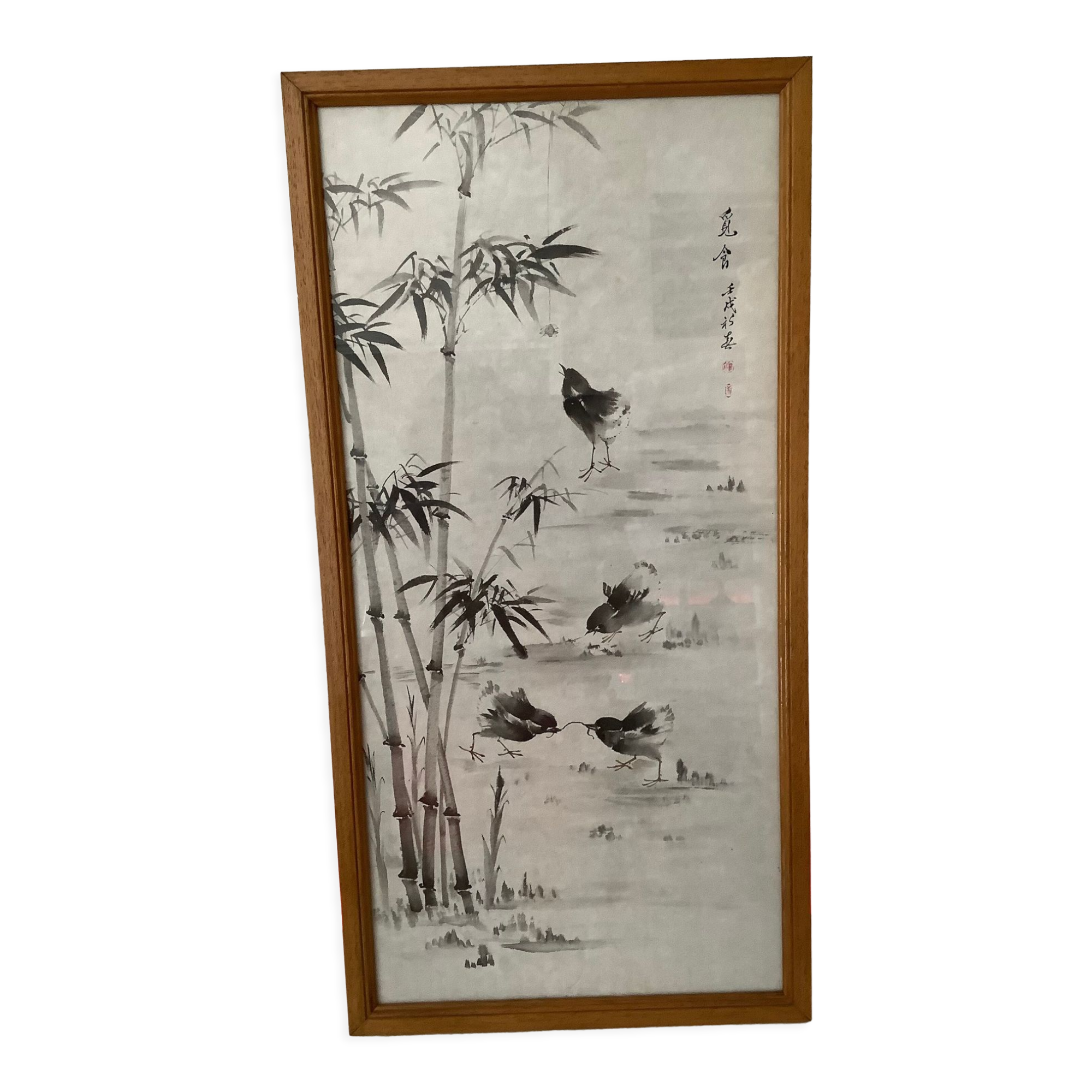 Painting made in Indian ink with a brush / Vintage 1979 brought back from China