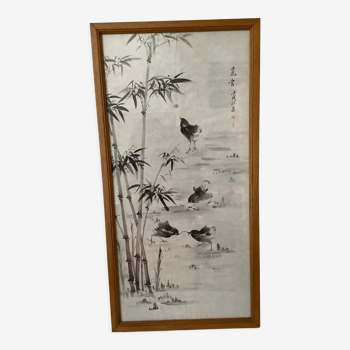 Painting made in Indian ink with a brush / Vintage 1979 brought back from China
