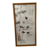 Painting made in Indian ink with a brush / Vintage 1979 brought back from China