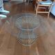 vintage 70s round designer coffee table with wire base