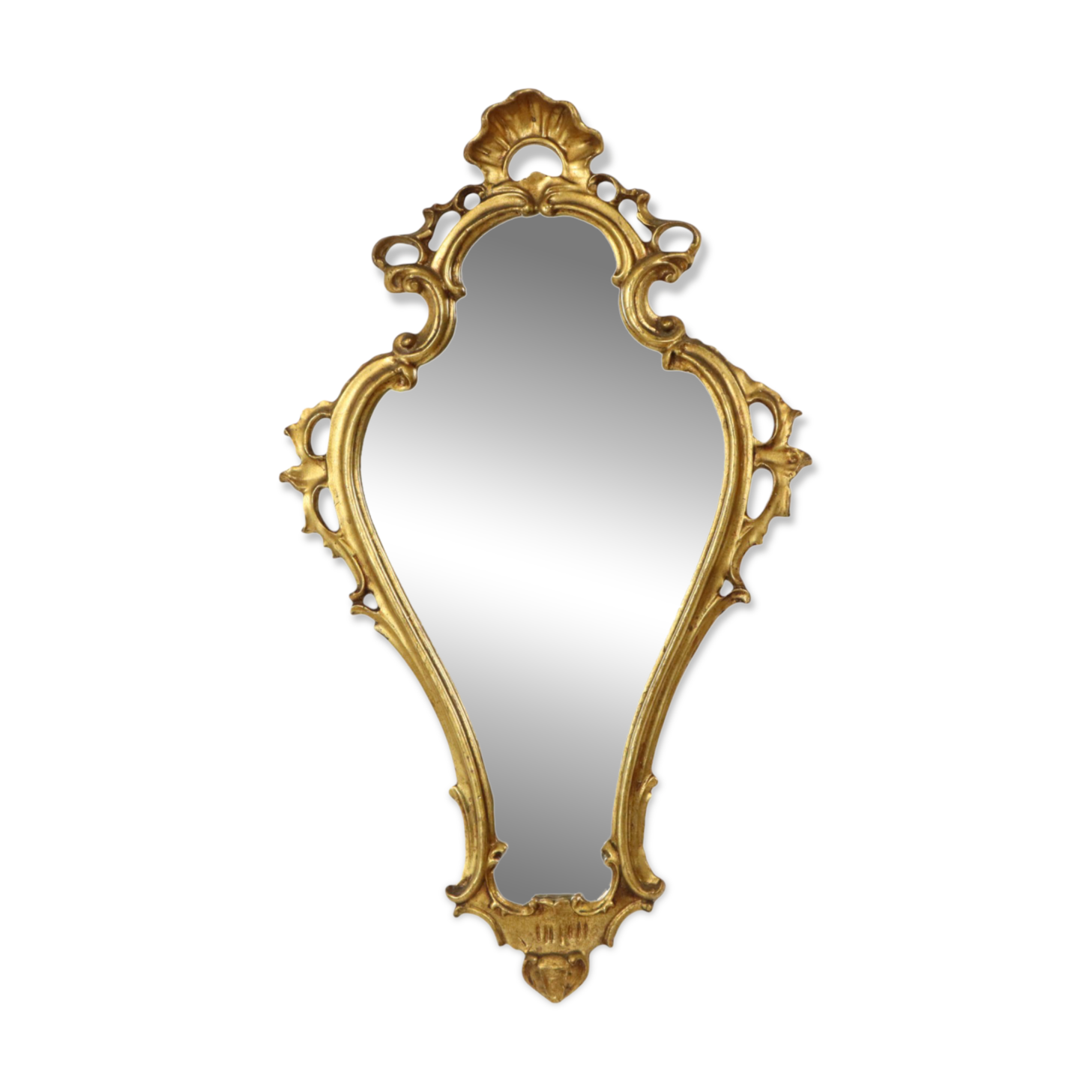 Classic Narrow Crested Mirror Gold Leaf Gilded Baroque Style 72cm