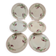 Set of 6 flat plates Boch La Louvière Belgium model 2460 with polychrome cherry decoration.