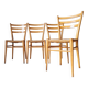 Set of 4 vintage Italian chairs in wood and straw.