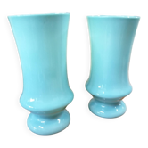 Pair of vintage turquoise blue opaline vases – Napoleon III style / Year