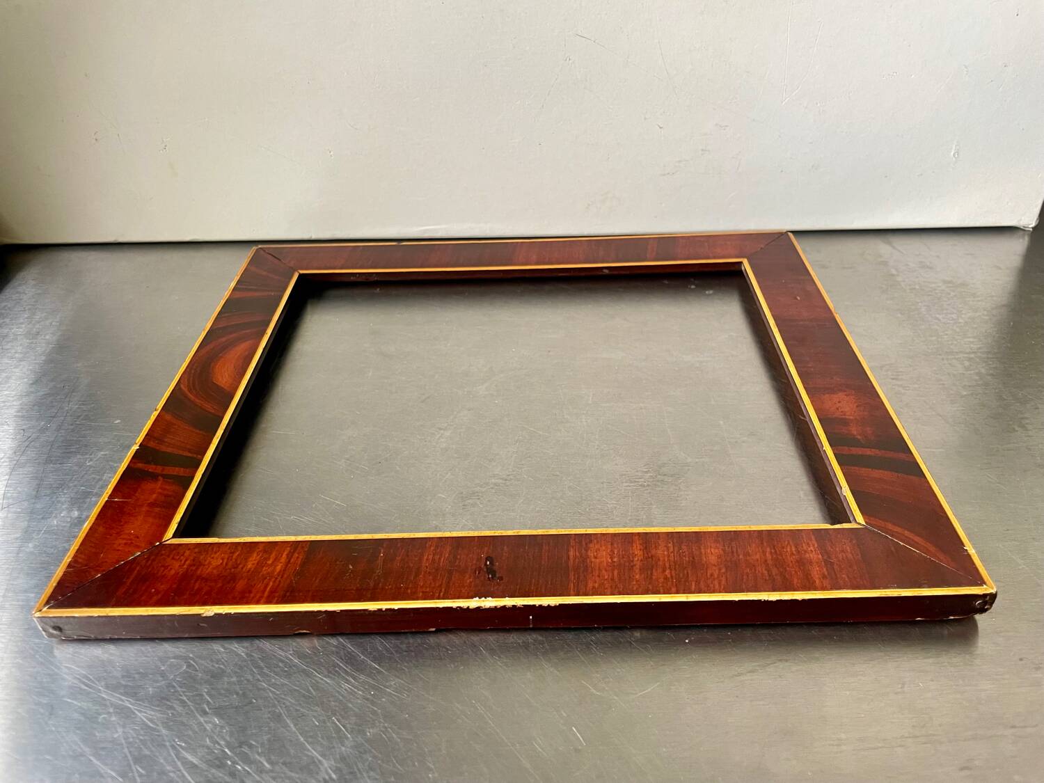 Antique Wooden  Frame intarsia borders 26.5 cm x 22.5  cm