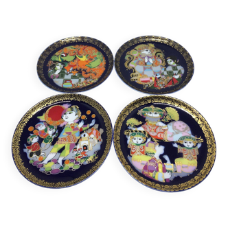 Set of 4 wall plates "Aladdin and the Wunderlamp" Rosenthal Björn Wiinblad