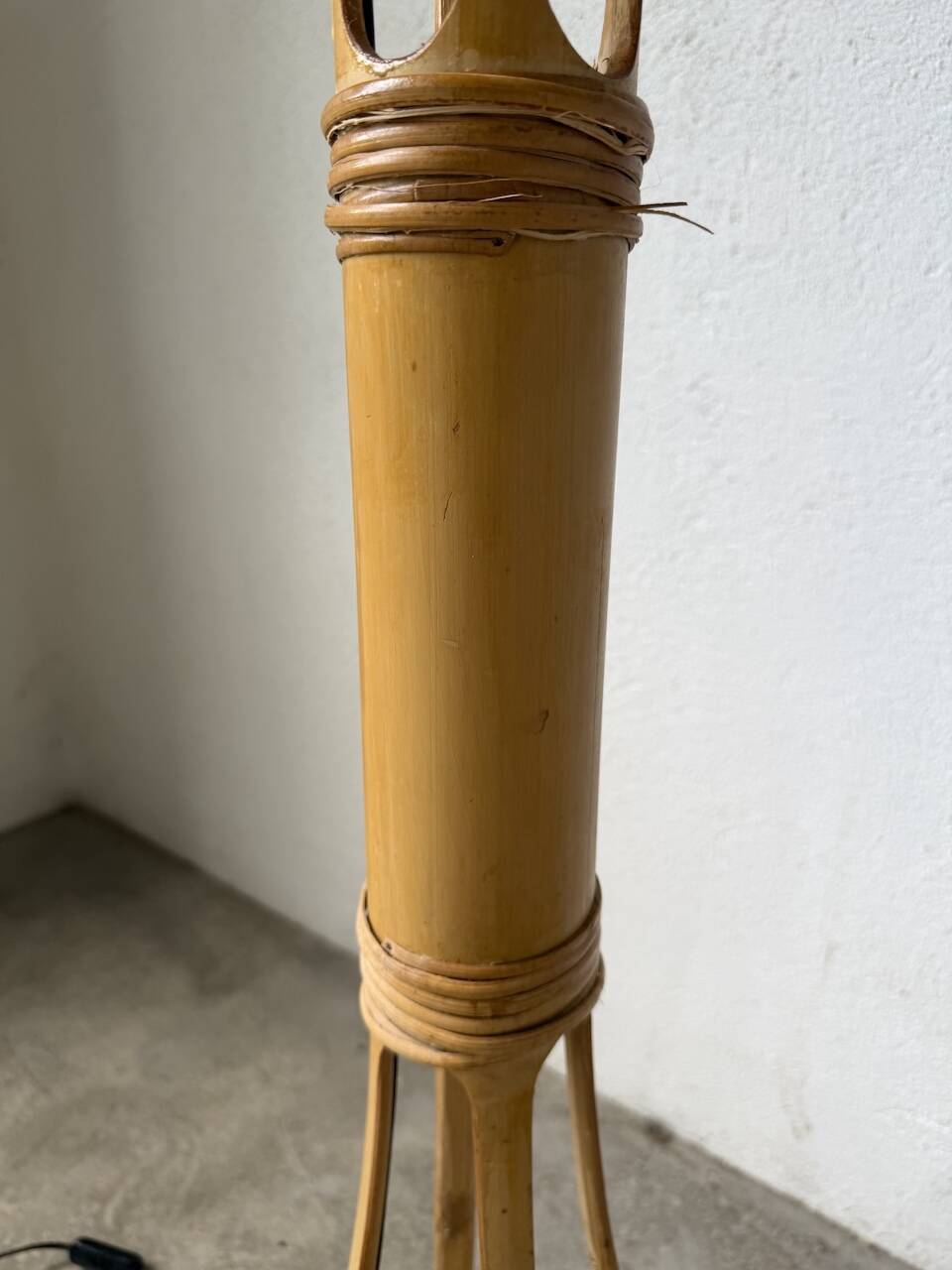 Bamboo and straw floor lamp 1980