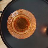 Caramel-colored cracked glass vase