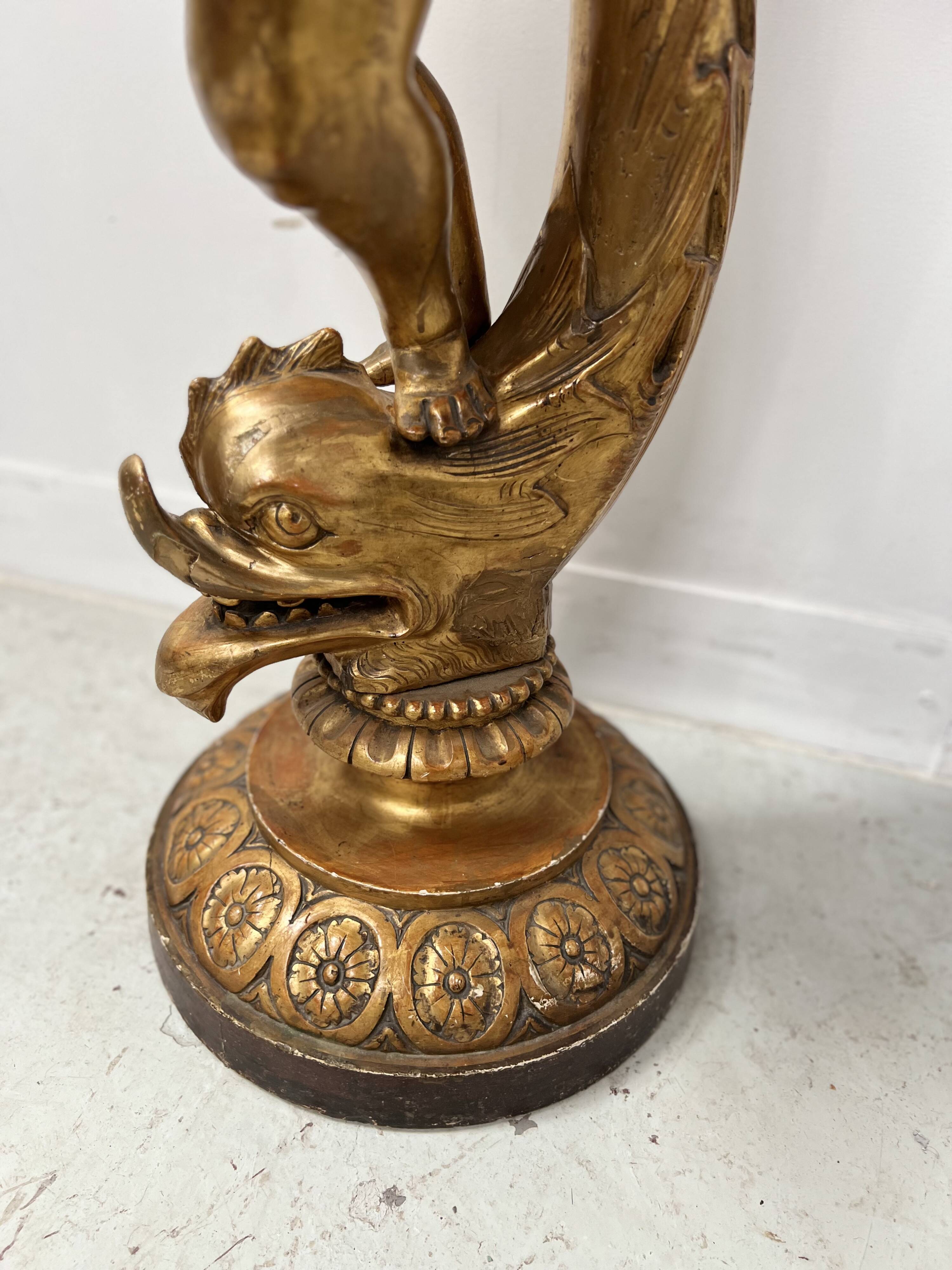 19th century gilded carved wooden presentation column