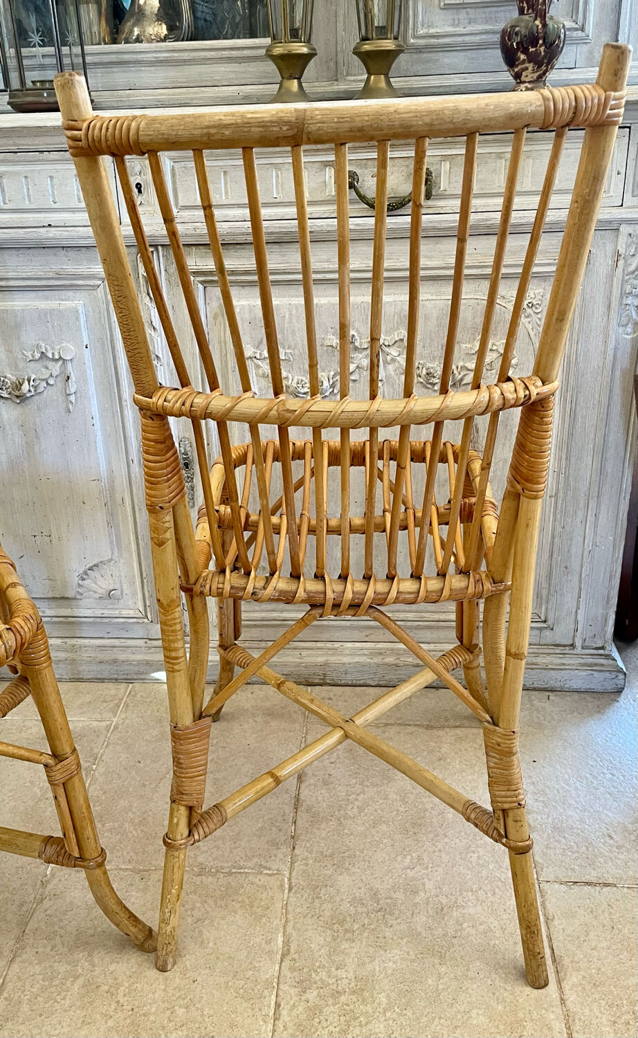 Set of four rattan chairs