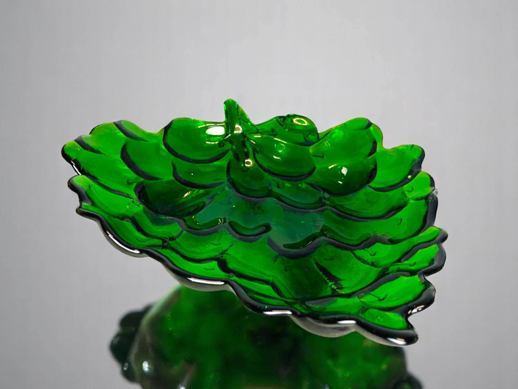 Green depression glass grape shaped vase