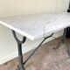Table bistrot godin en fer forgé et marbre gris, 100 x 60 cm