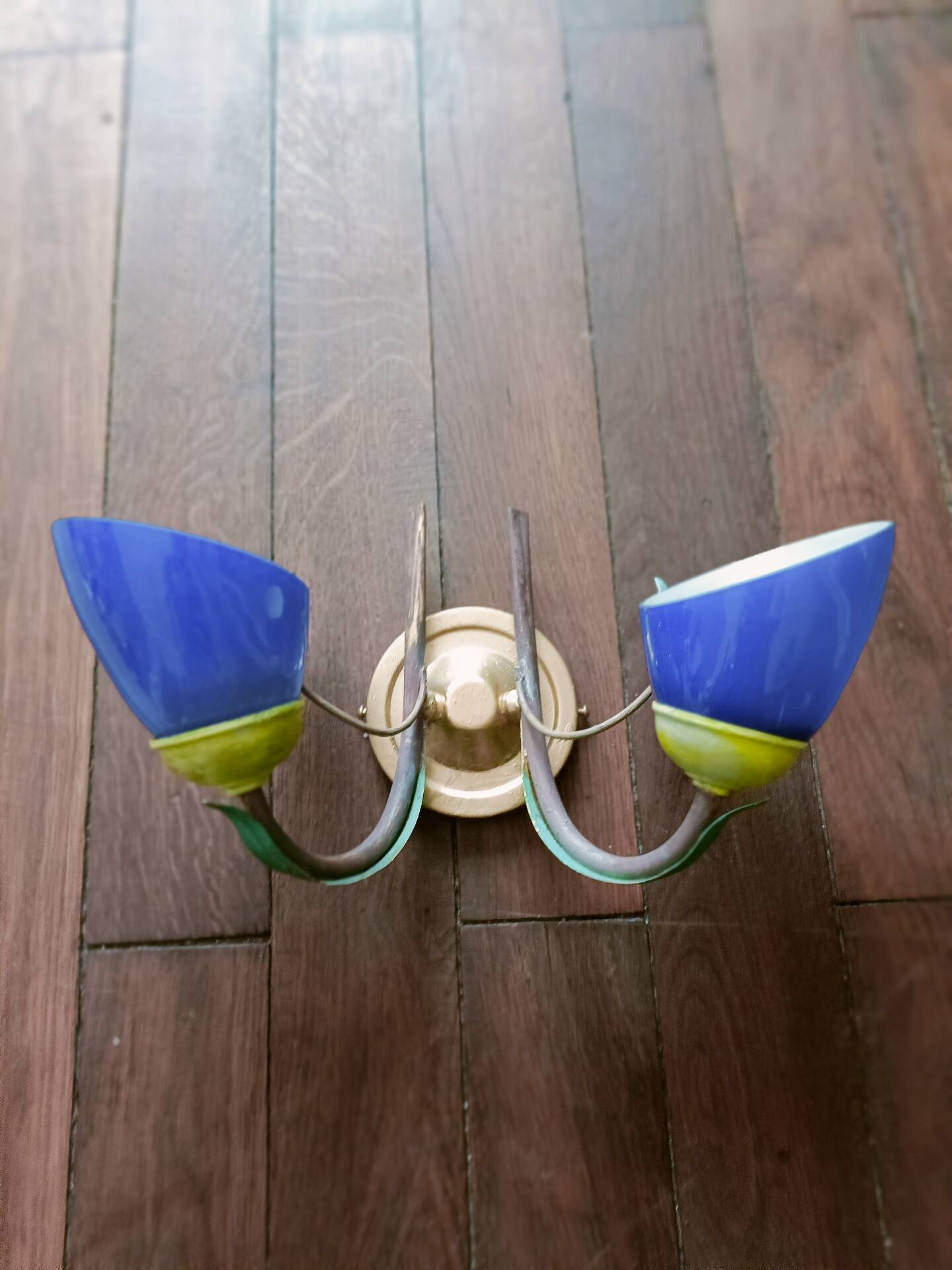 Colourful vintage two-arm wall light