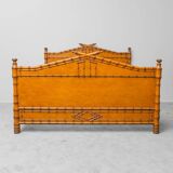 Vintage double bed in bamboo-style wood – Italian design from the 1940s