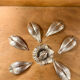 Silver metal caviar or ashtray service, Fleuron, Christofle, 60s