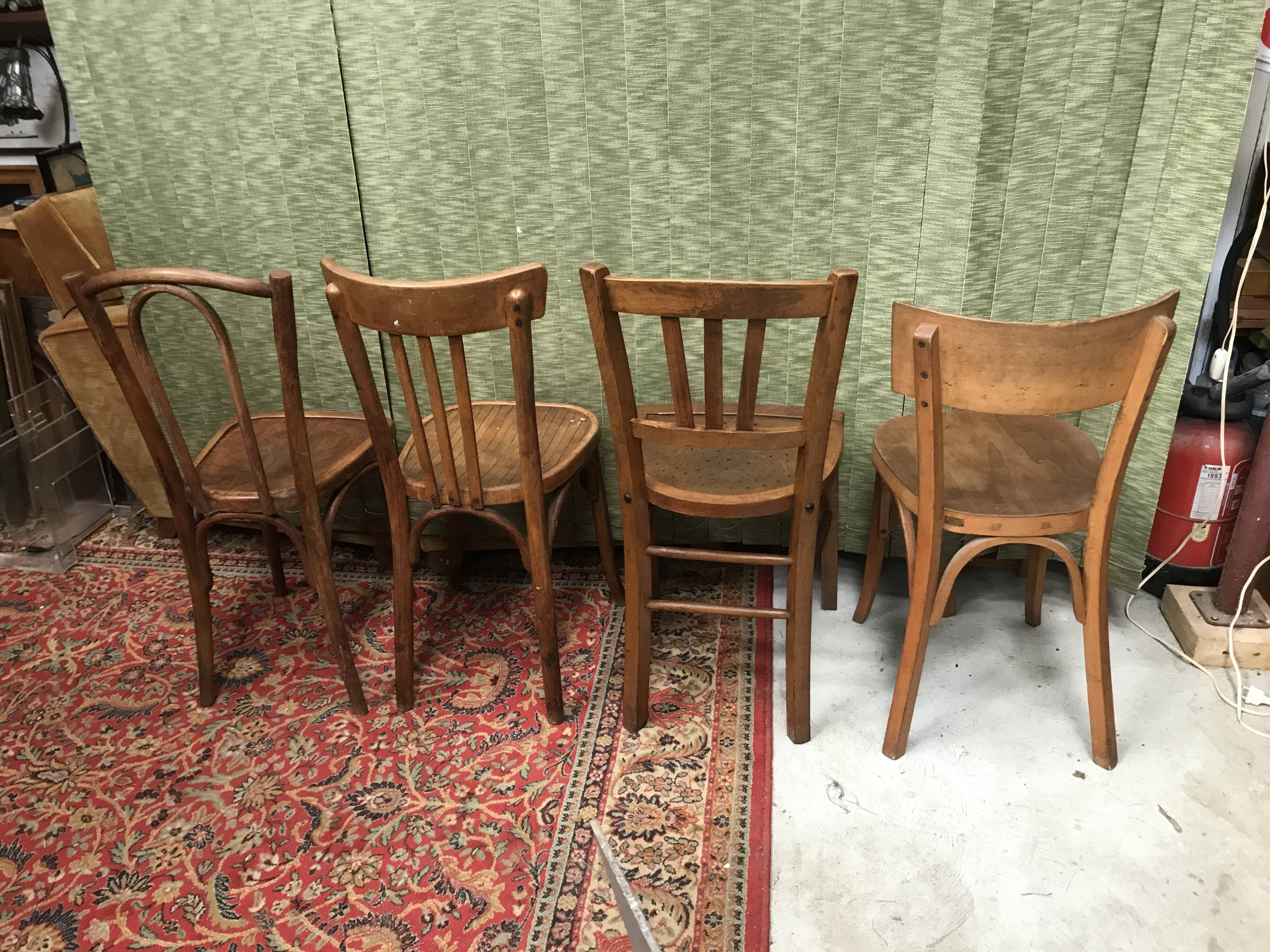 Set of 4 vintage bistro chairs 50s