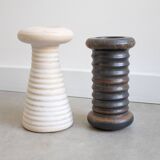 Set of 2 vintage vases - ribbed ceramic