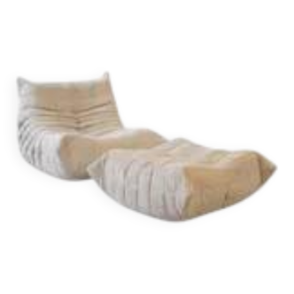 Armchair and Pouf Togo, model designed by Michel Ducaroy in 1973