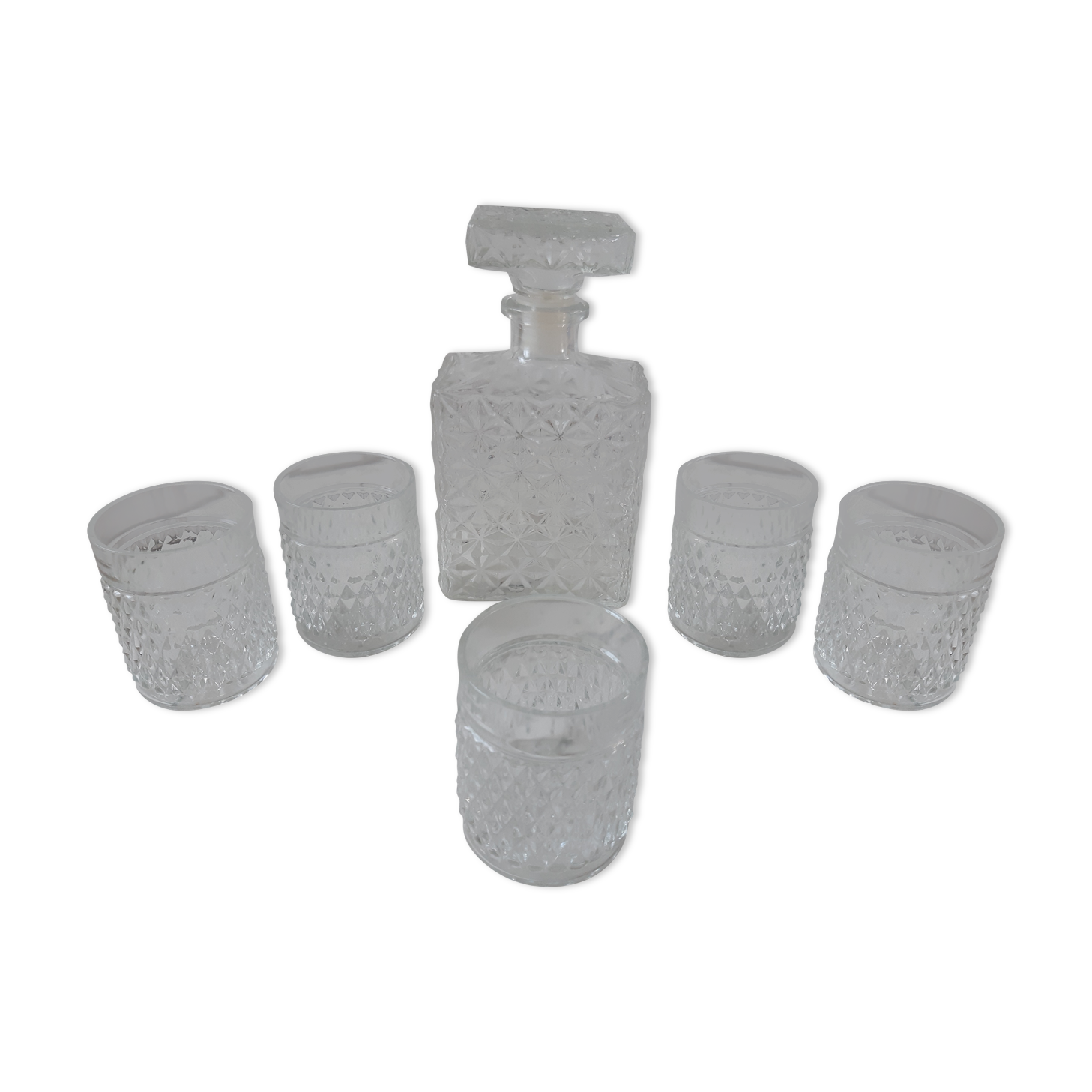 Lot de carafe et ses 5 verres à whisky années 70