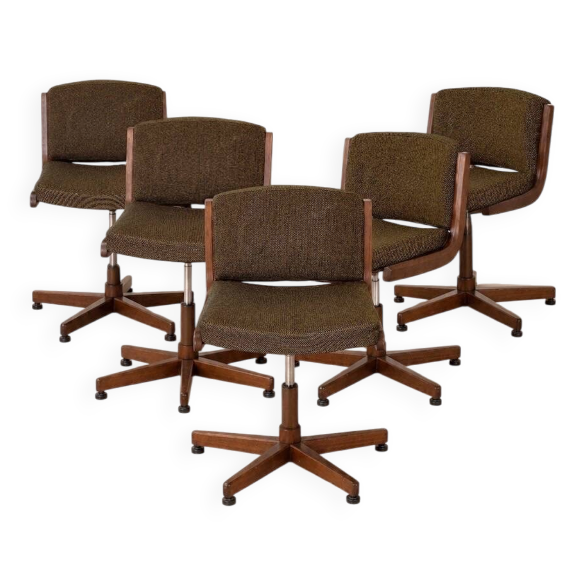 Set of 5 designer office chairs in solid wood