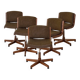 Set of 5 designer office chairs in solid wood