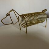 Dachshund dog desk letter holder in gold metal 1970