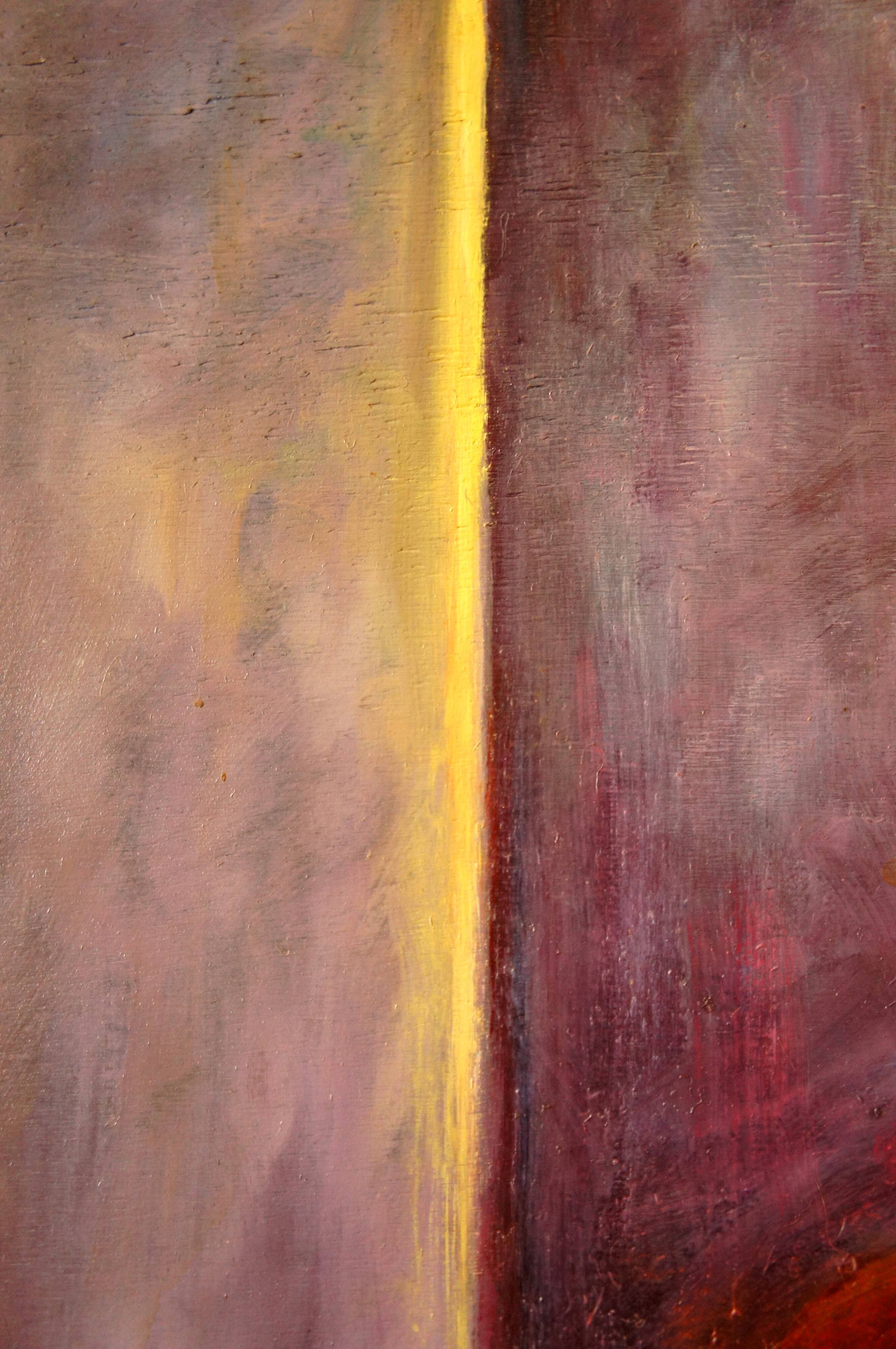 Oil on wood self-portrait of an artist