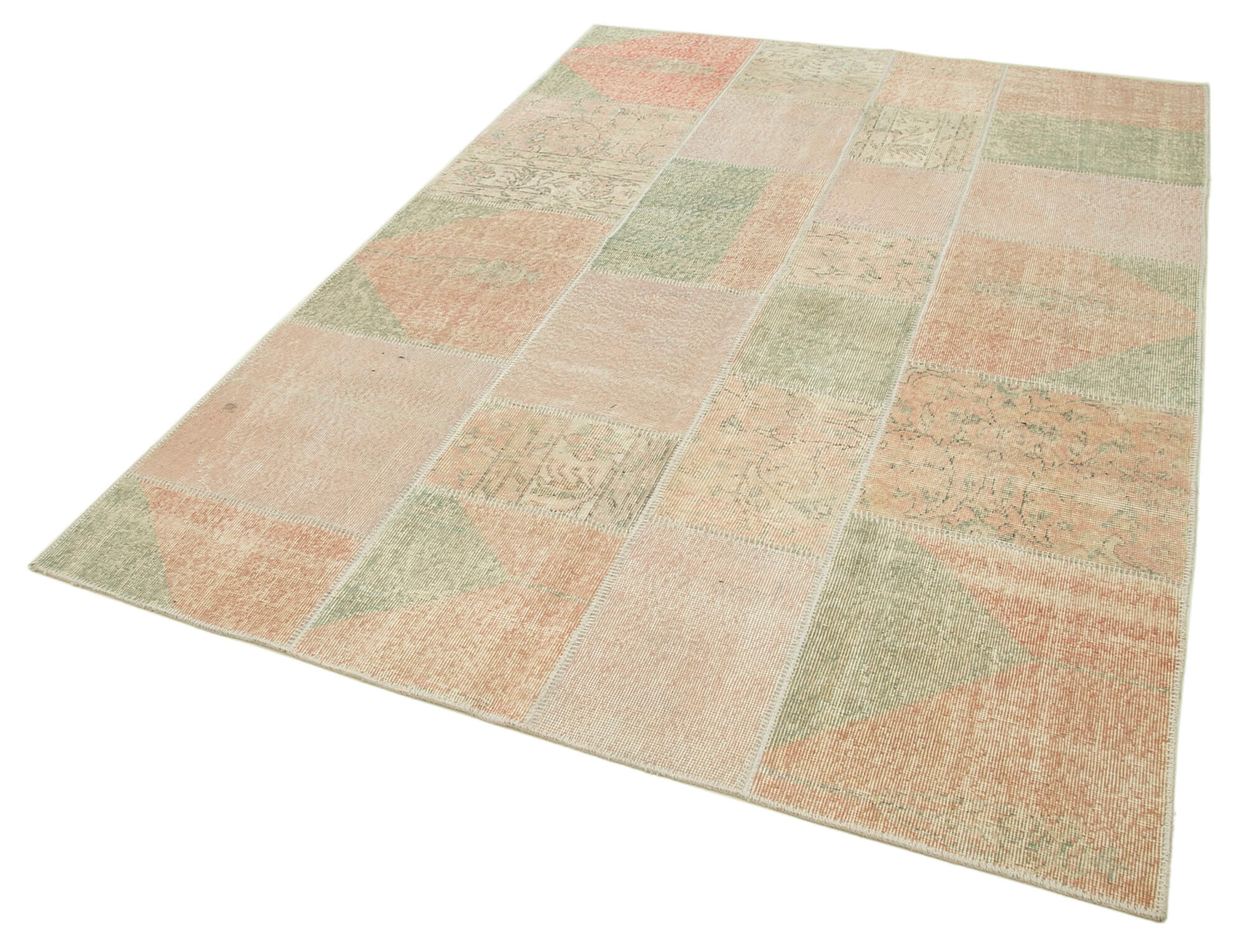 Handmade Oriental Contemporary 172 cm x 242 cm Beige Patchwork Carpet