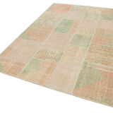 Handmade Oriental Contemporary 172 cm x 242 cm Beige Patchwork Carpet