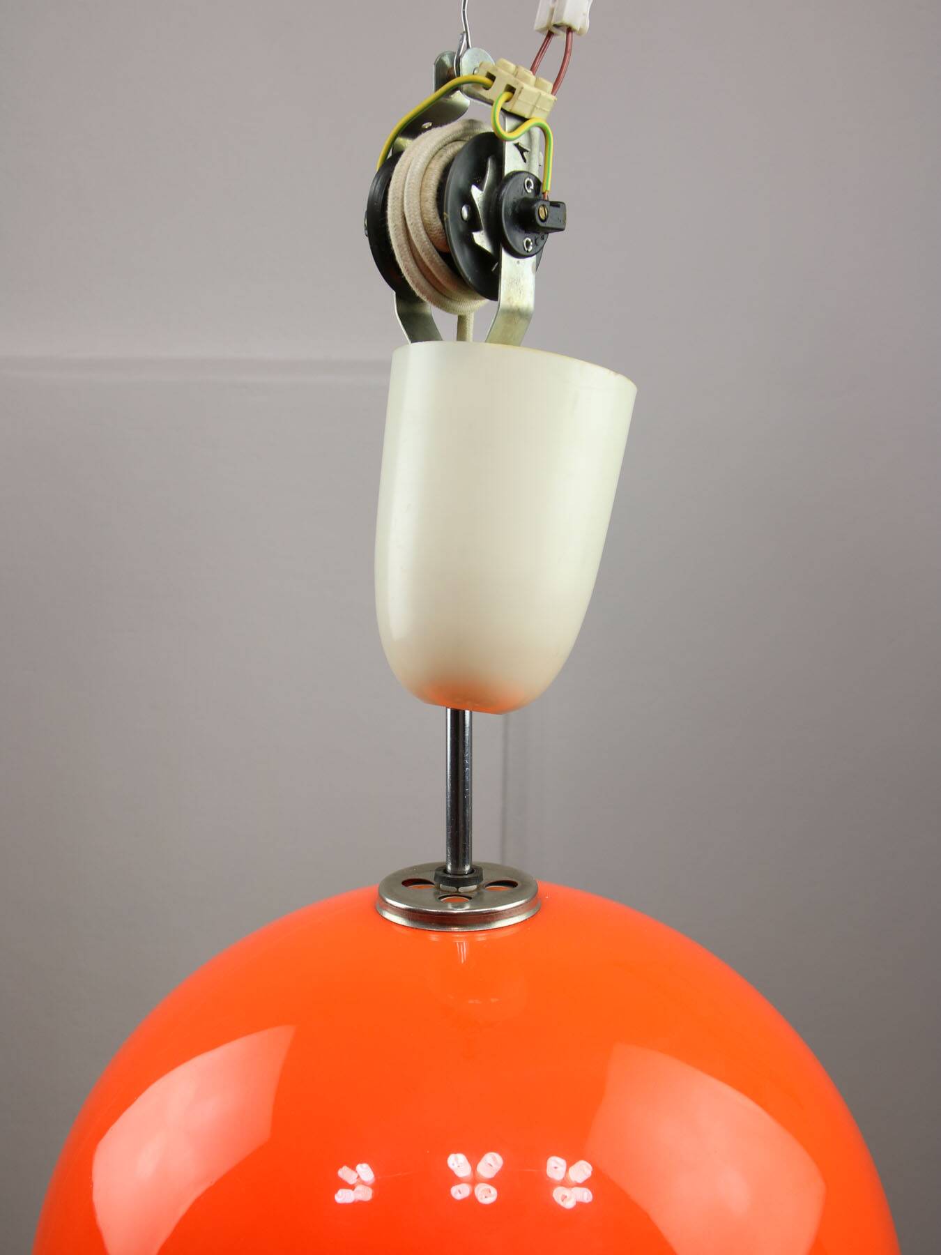 Space Age Italian Orange Acrylic Glass Pendant Lamp, 1970s