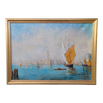 Oil on canvas of Venice, by Ernest Viallate