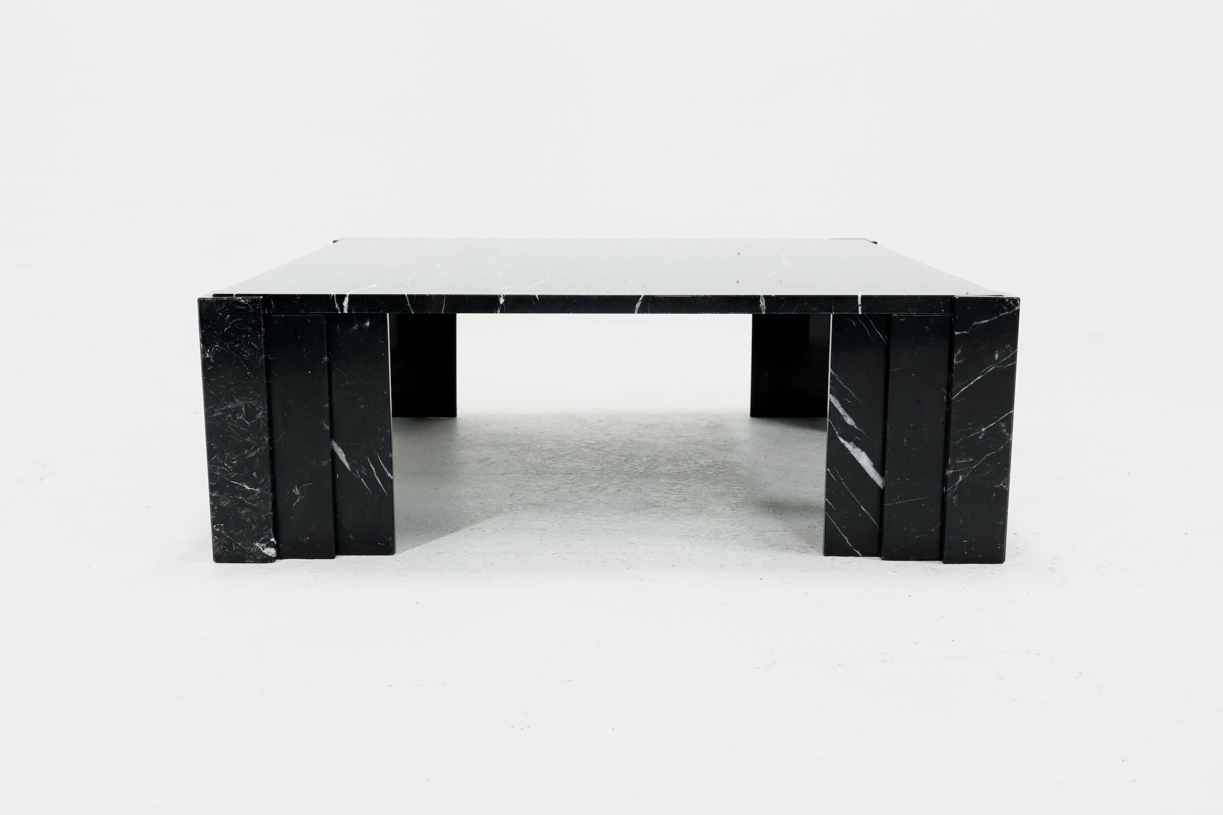 Large italian modern black marble coffee table 1970s