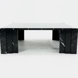 Large italian modern black marble coffee table 1970s