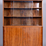 Art deco walnut bookcase, well-preserved original condition, czechia, 1950s