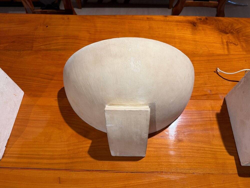 Art Deco wall lights in patinated plaster, France, 1925, set of 3