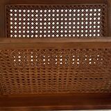 Magazine rack, wood and cane