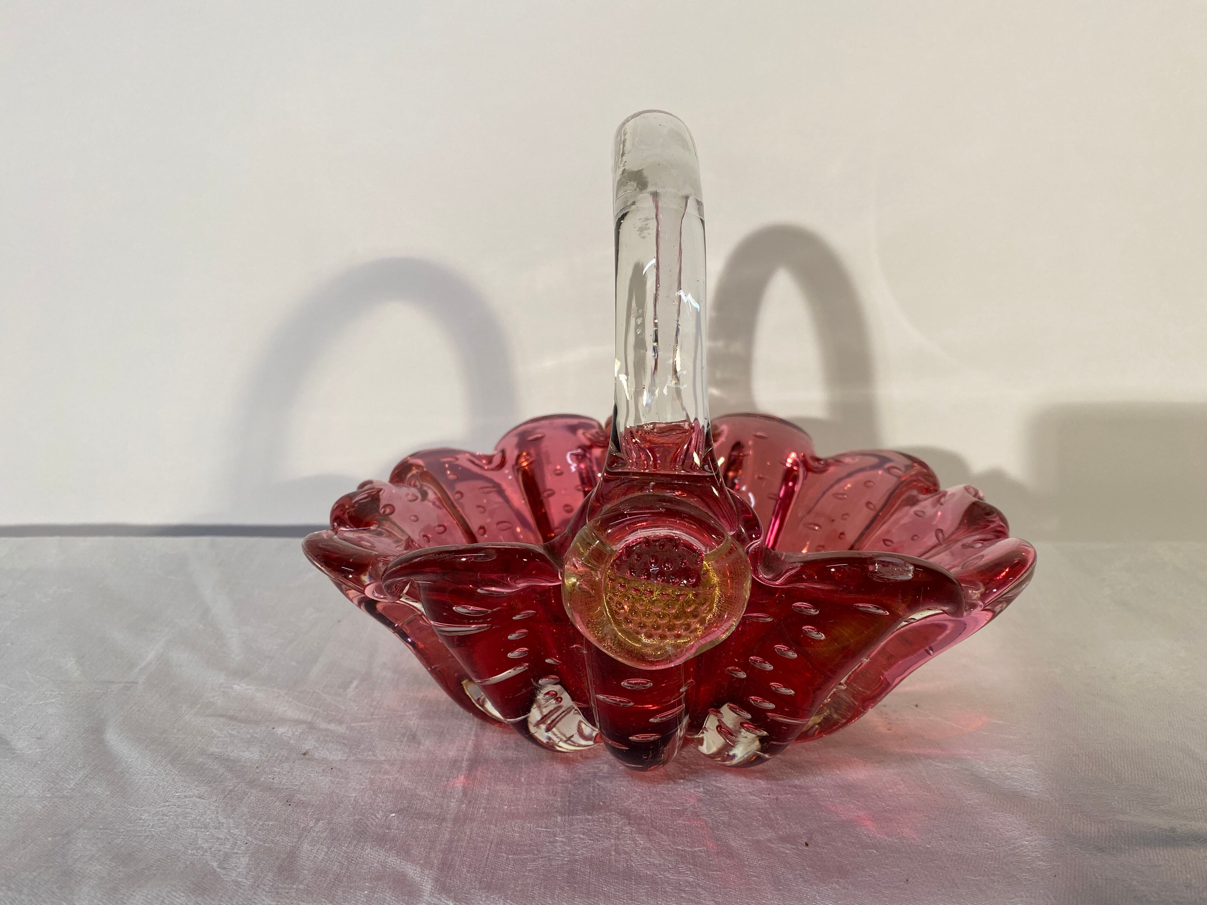 Vintage murano glass basket