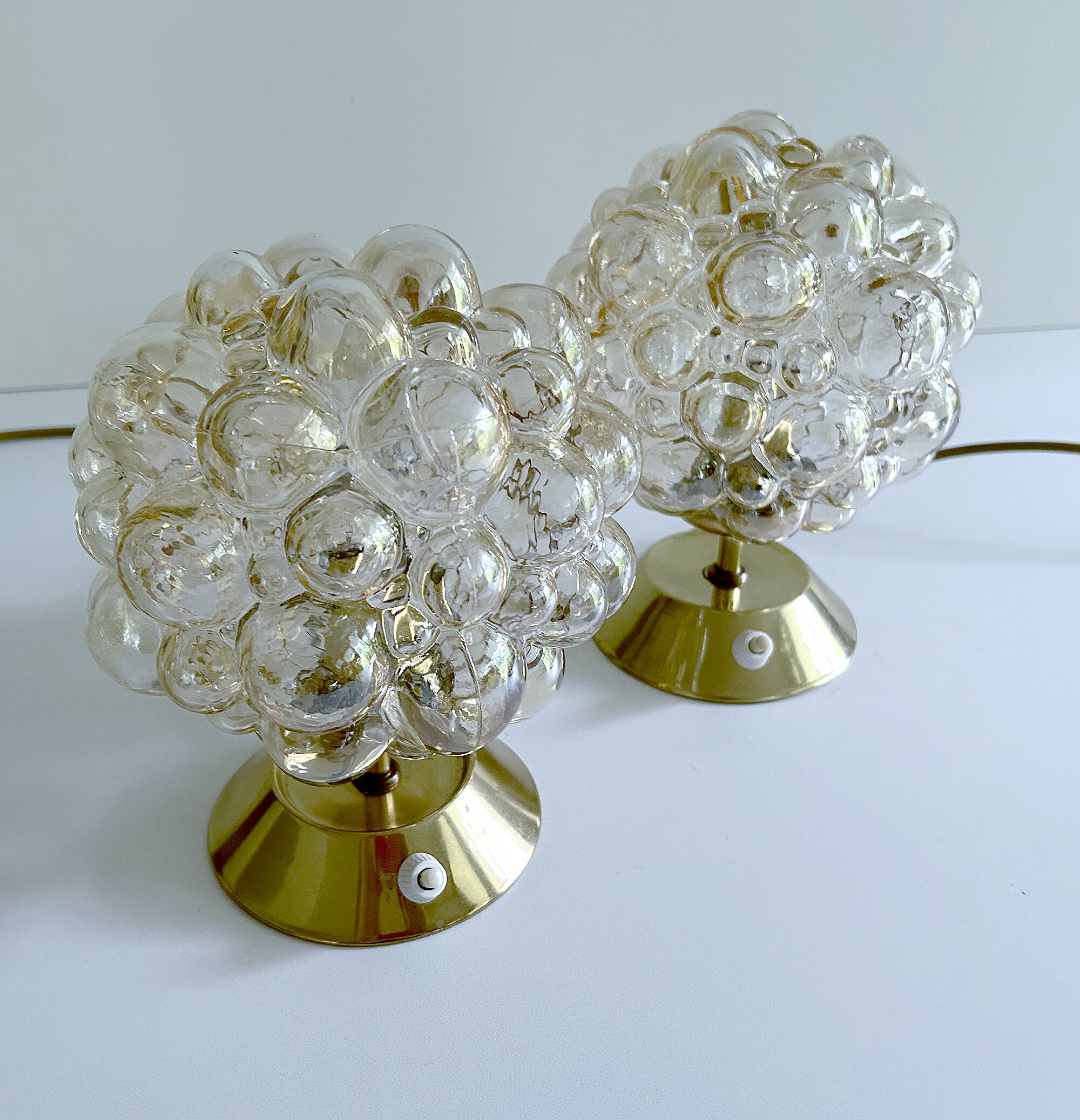 Pair of Limburg Bubble Glass Lamps