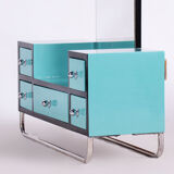 Restored Bauhaus Dressing Mirror, Chrome, Steel, Lacquered Wood, Czechia, 1930s