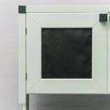 Sideboard in legno inserti in pelle verde anni ’60 vintage modernariato