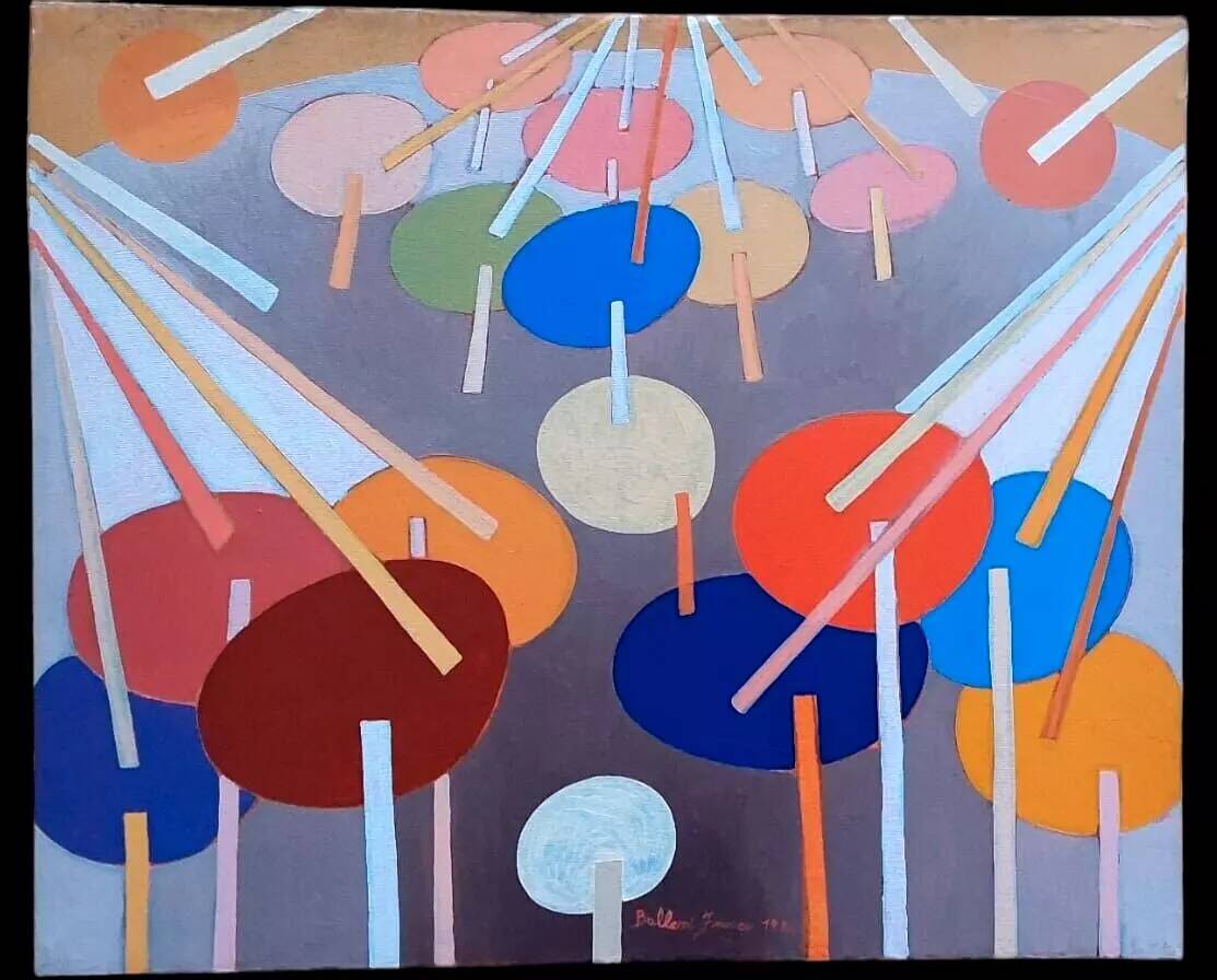 Abstract painting franco balleri 1974 oil on canvas