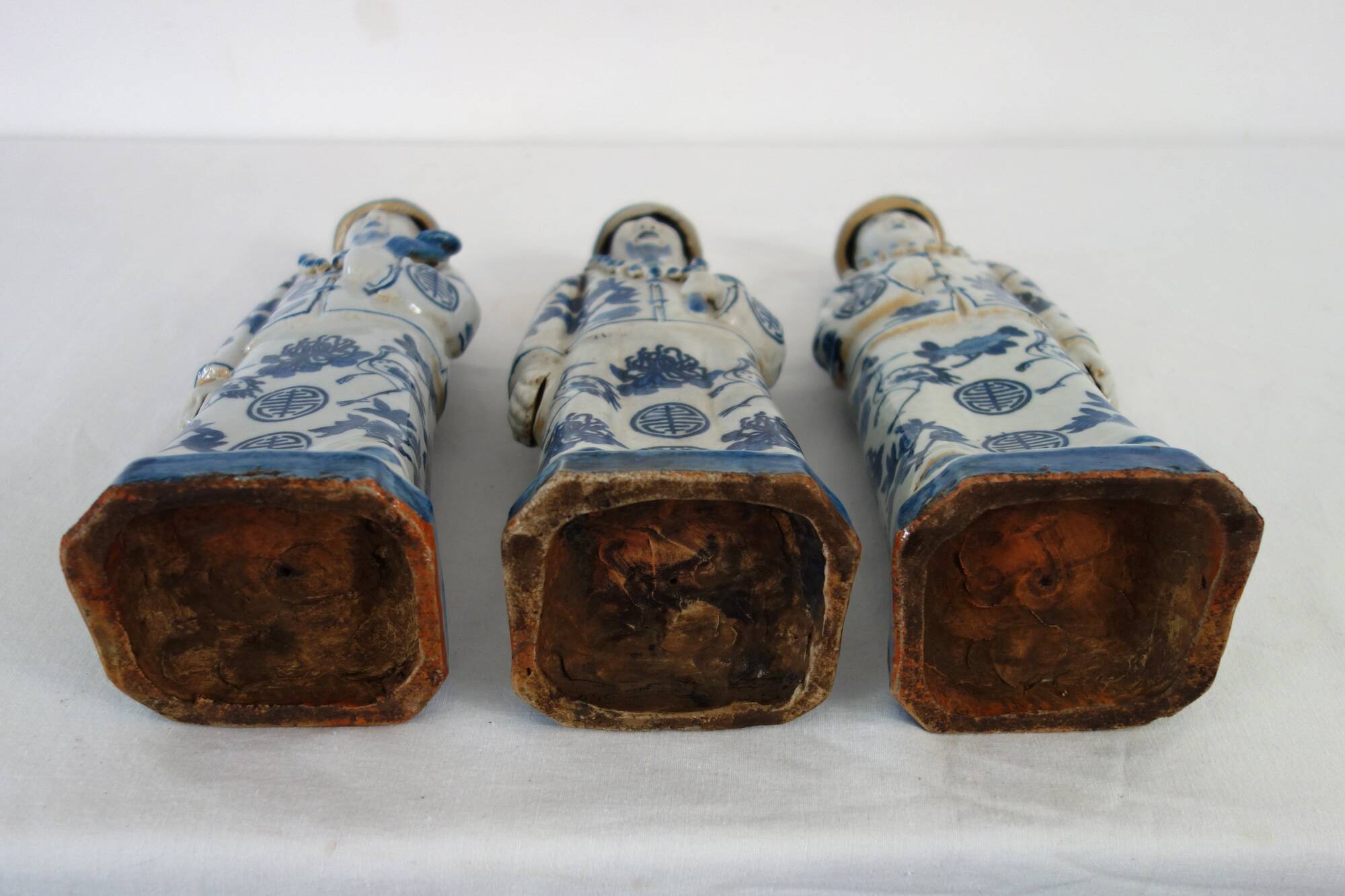 3 figurines of emperors from the Qing dynasty, China, early 20th century.