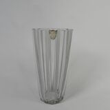 Vase with 12 vertical ribs in frosted glass, Verrerie de Fains, 1950s