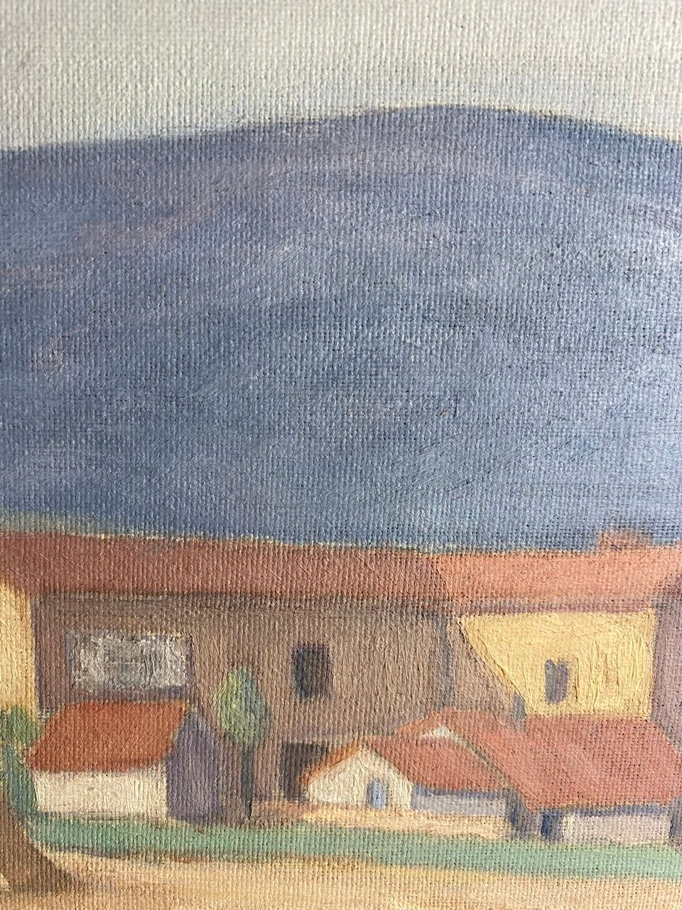Old painting, landscape Monts du Lyonnais, signed and dated 1947