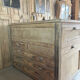 Antique display cabinet, central exhibition counter with