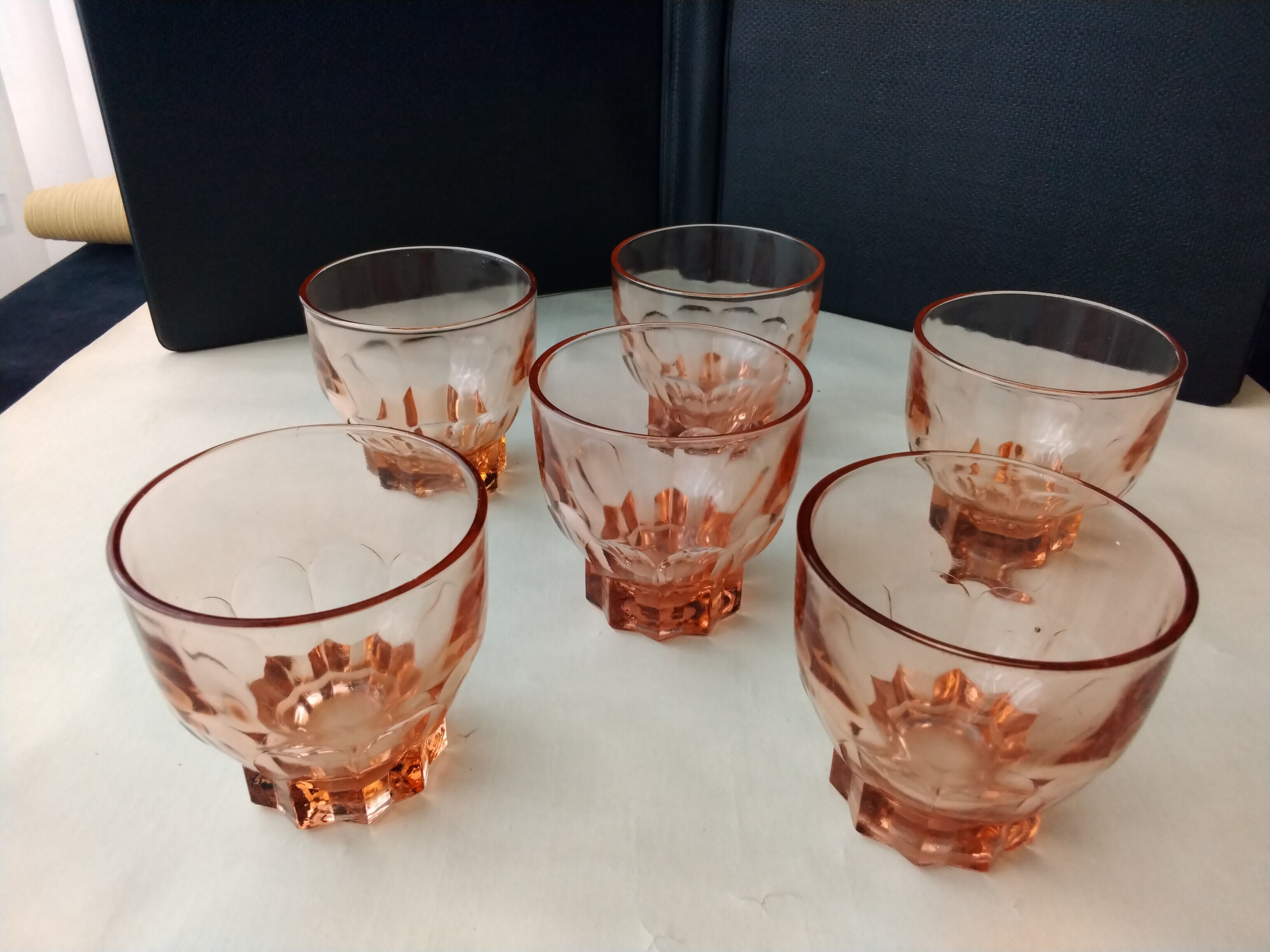 Set of 6 40s-50s glass table glasses