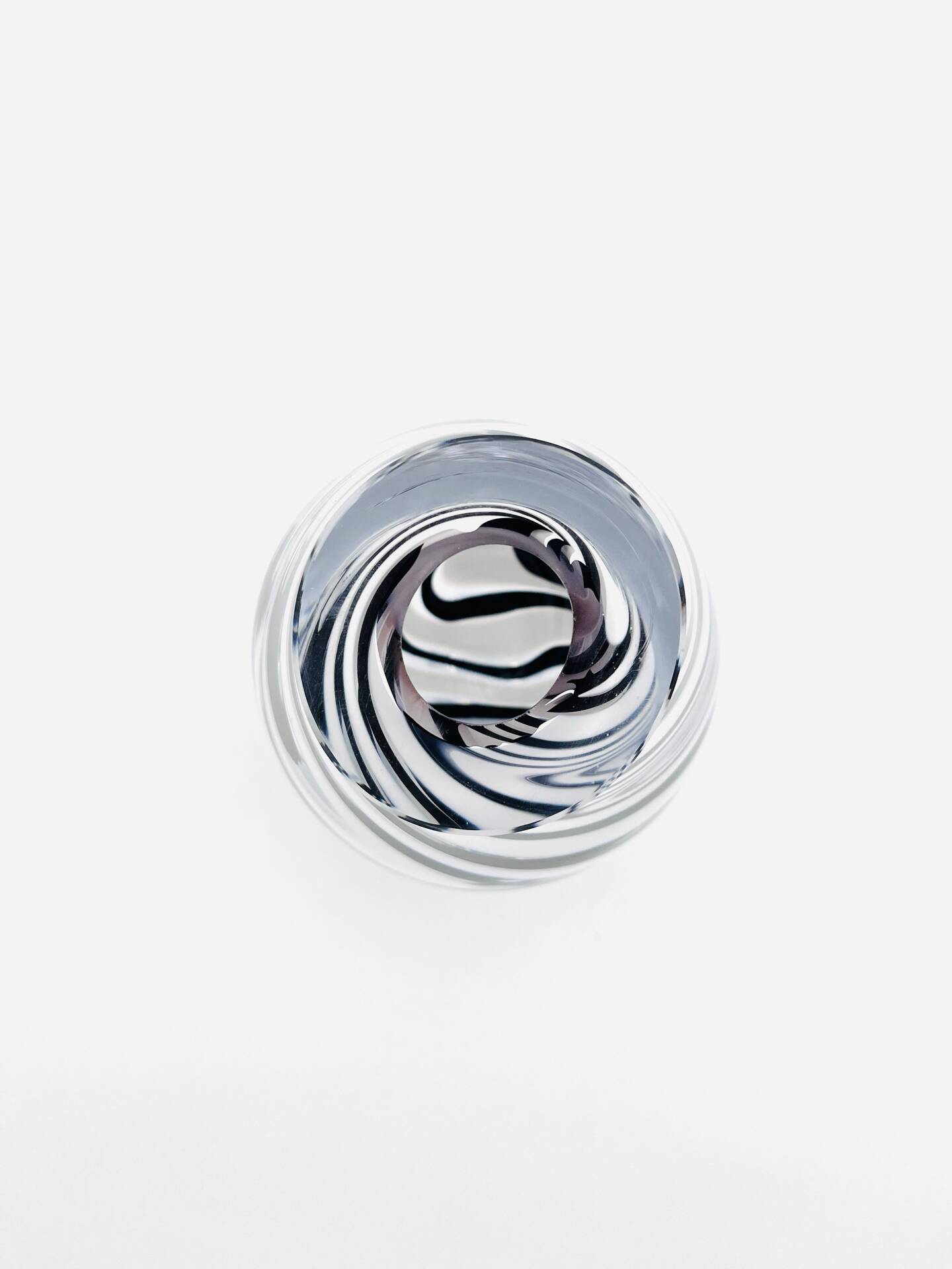 Murano Vase - Sommerso with Stripes - Black & White - 1990