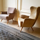 Chair has ears beige flesh wing in his 50s/60s juice