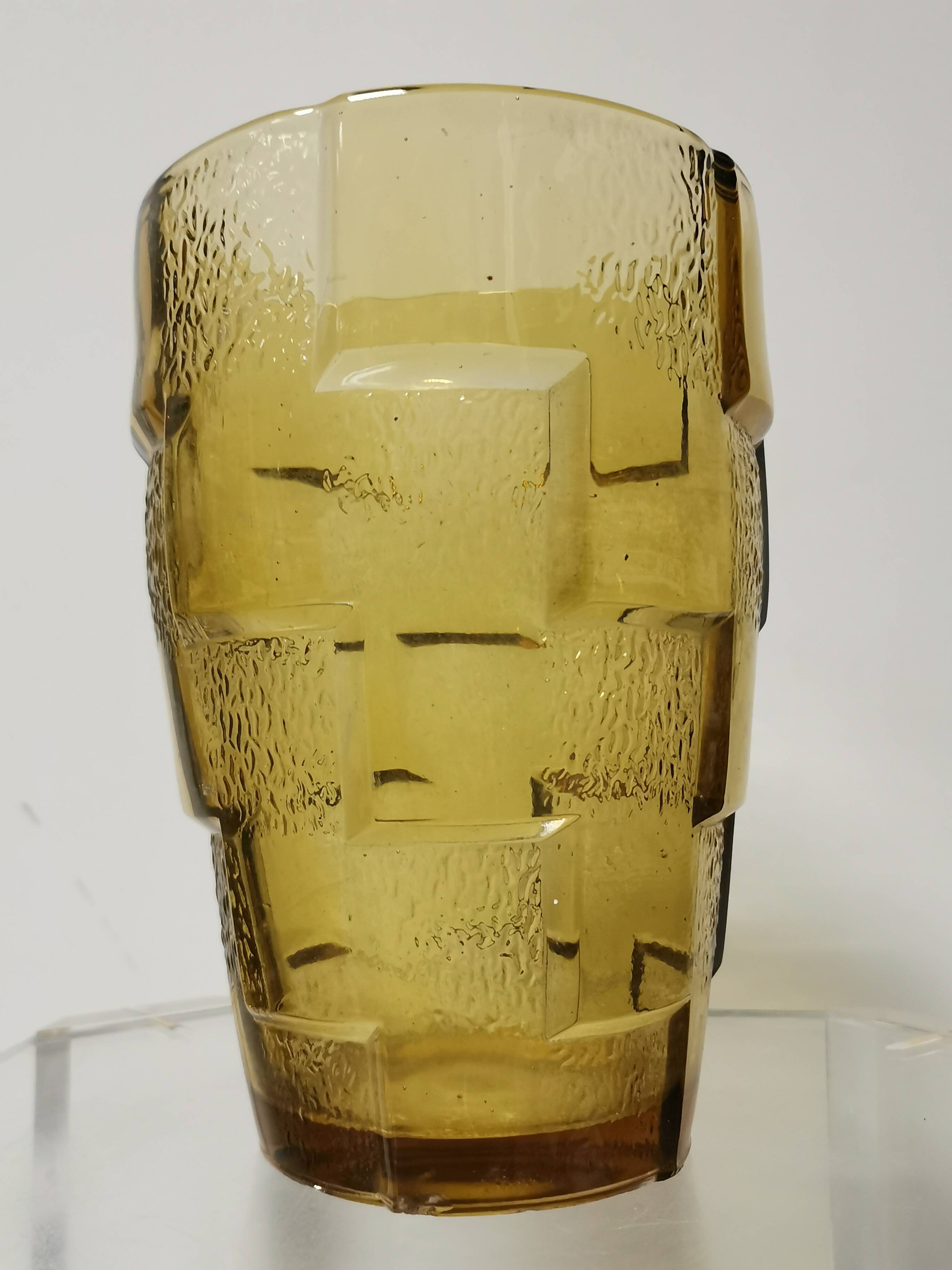 Stylized yellow glass vase, art deco